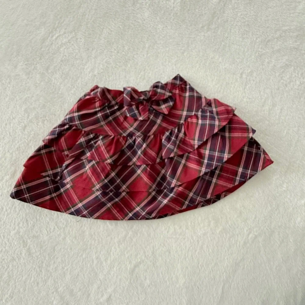 Gymboree Girls Plaid Ruffle Skirt Red Holiday Tartan Bow‎ Size 5T